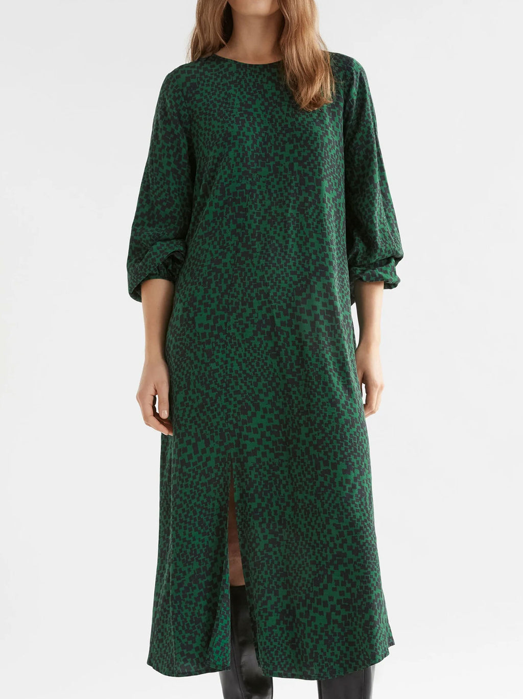 elk green dress DEGA – ENNI premium cotton poplin dress