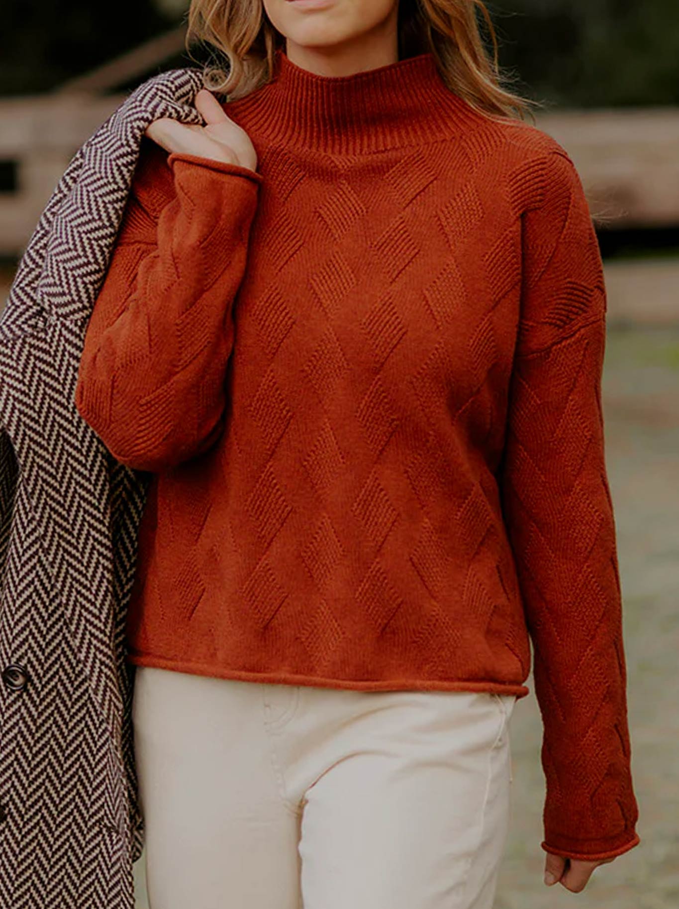 FIELDS CHEVRON CABLE PULLOVER