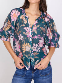 BY ROSA ENCOUNTER GATHERED BUTTON TOP
