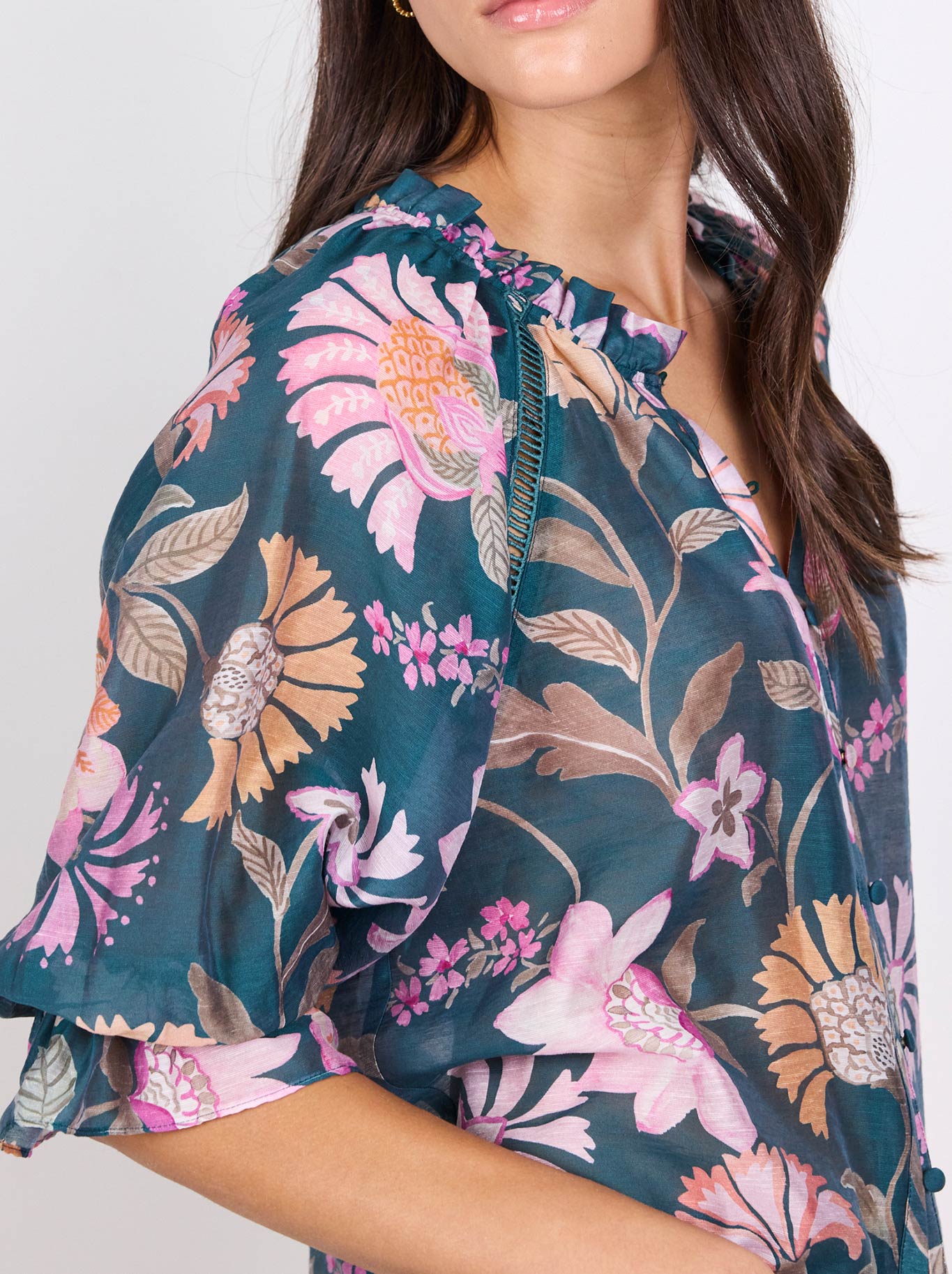 BY ROSA ENCOUNTER GATHERED BUTTON TOP