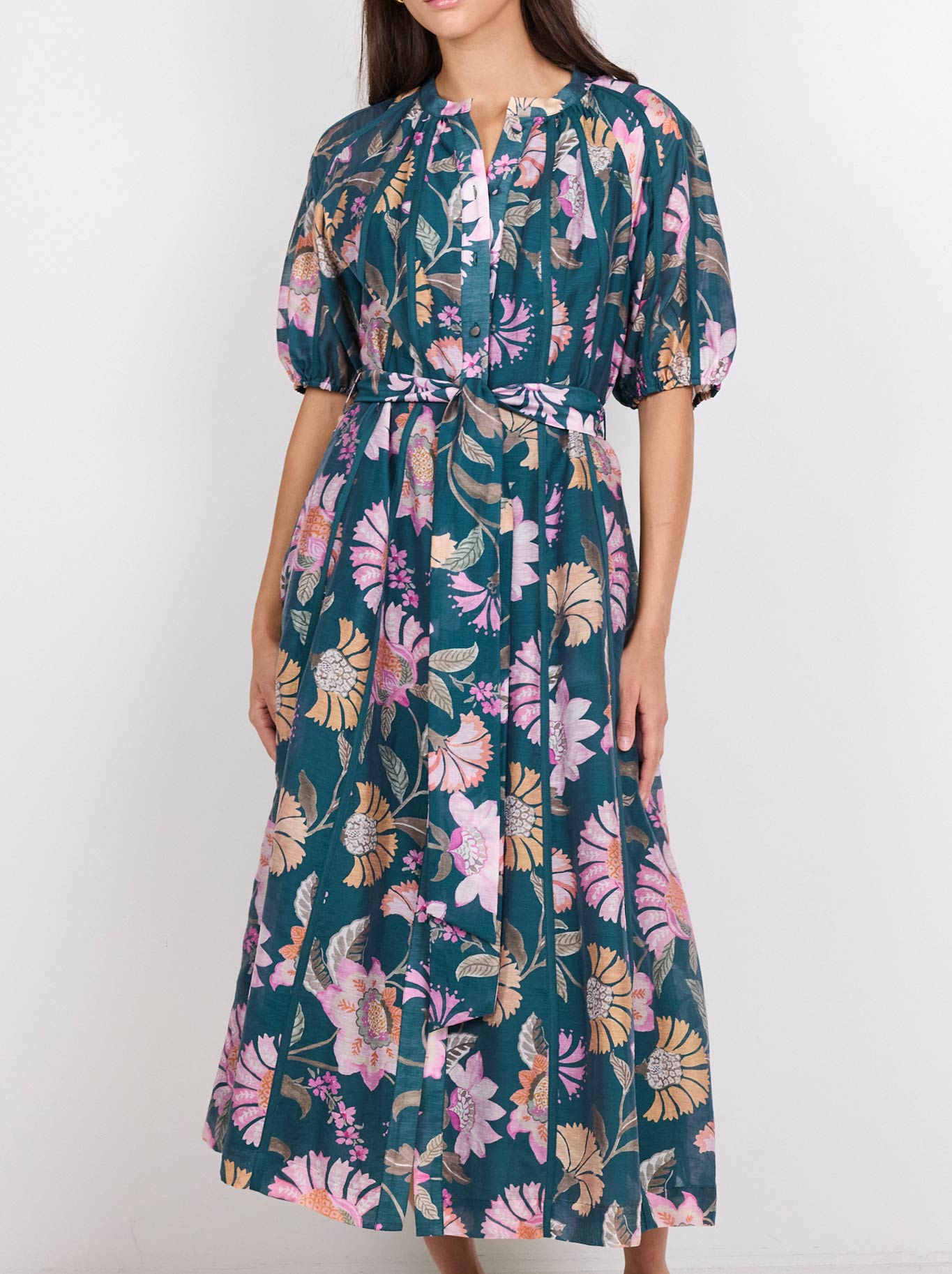 BY ROSA INTUITION PUFF SLEEVE MAXI DRESS
