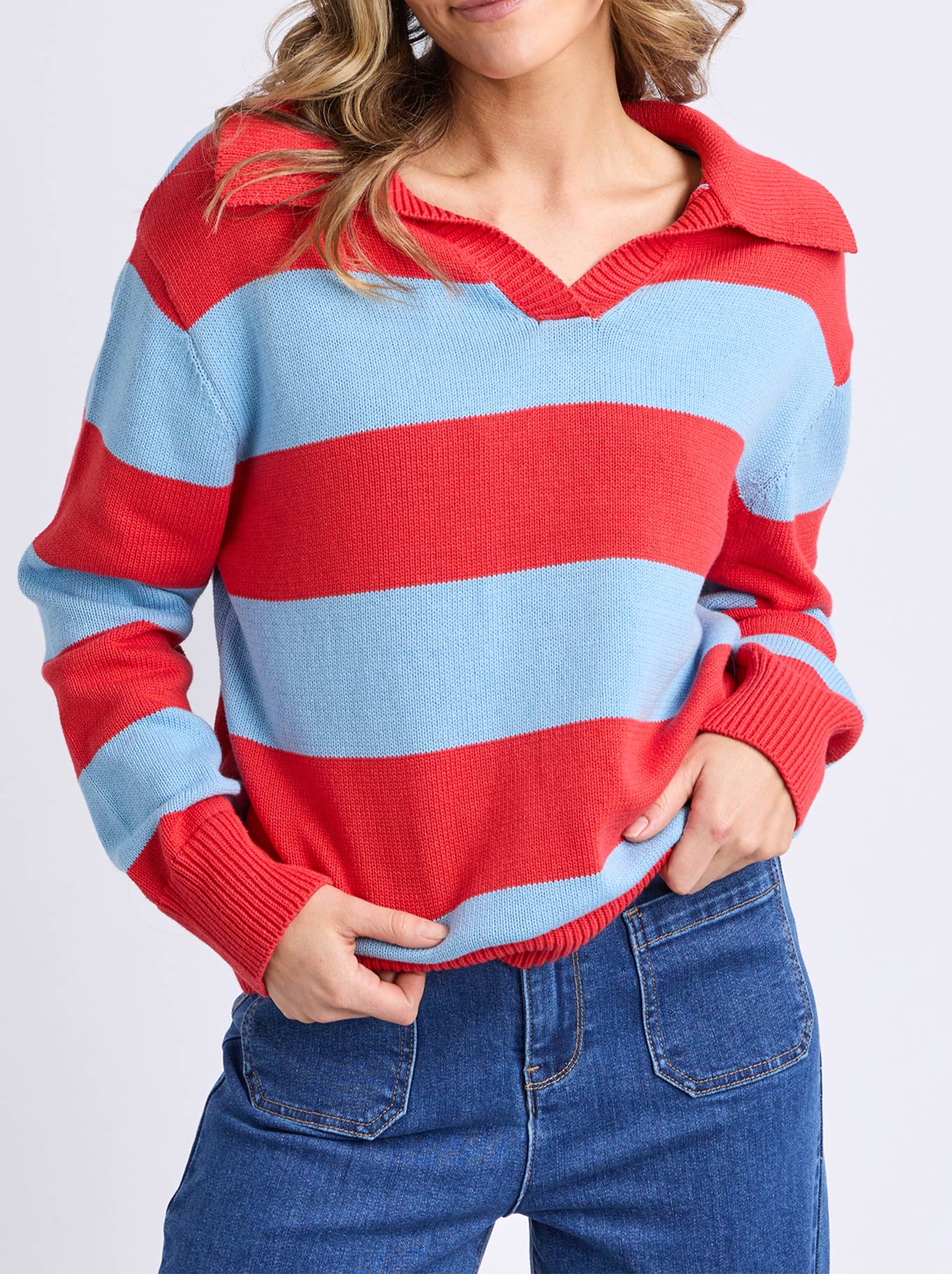 ELM STRIPED KNIT POLO