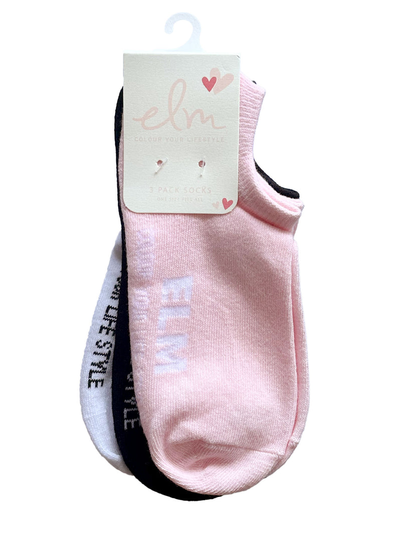 ELM 3 PACK NO SHOW SOCKS