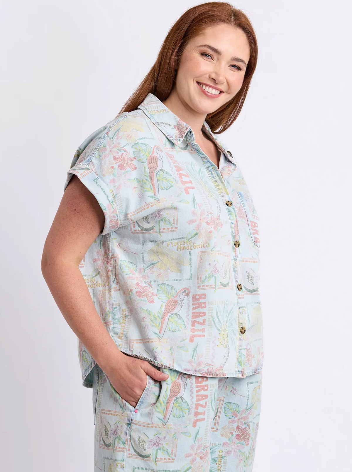 ELM JADE PRINTED DENIM SHIRT