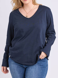 ELM PIMA LONG SLEEVE VEE TEE
