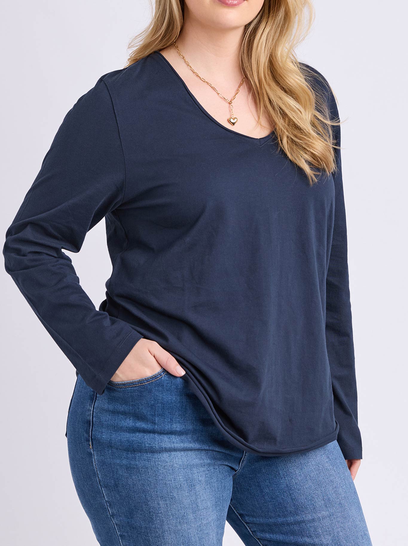 ELM PIMA LONG SLEEVE VEE TEE