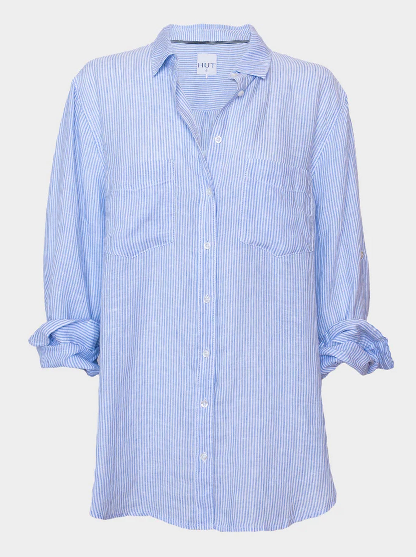 HUT STRIPE LINEN BOYFRIEND SHIRT