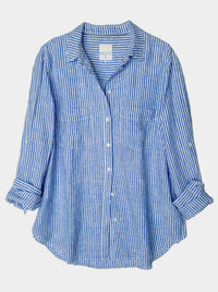 HUT STRIPE LINEN BOYFRIEND SHIRT