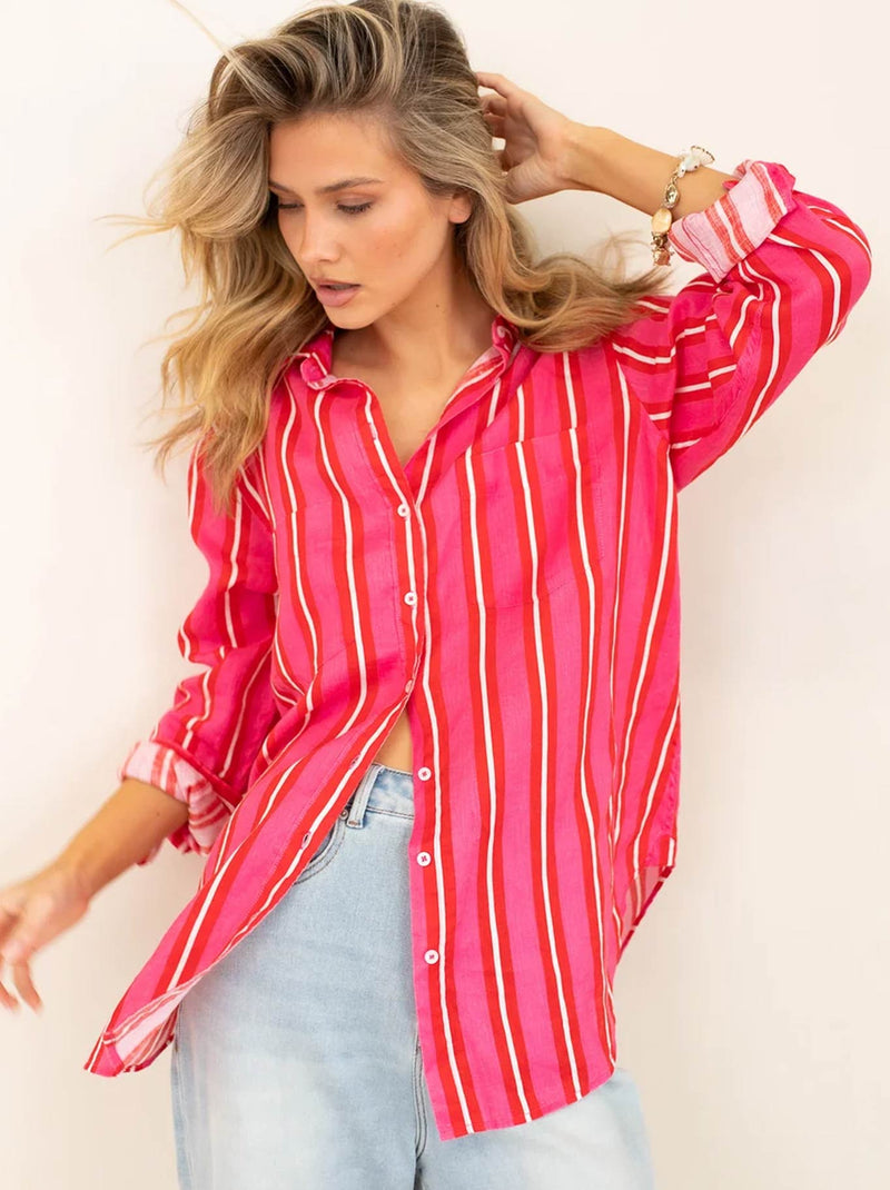HUT STRIPE BOYFRIEND SHIRT