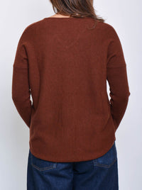 JAMES MELBOURNE CURVED HEM VEE NECK