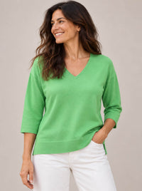 JAMES MELBOURNE V NECK 3/4 SLEEVE PULLOVER