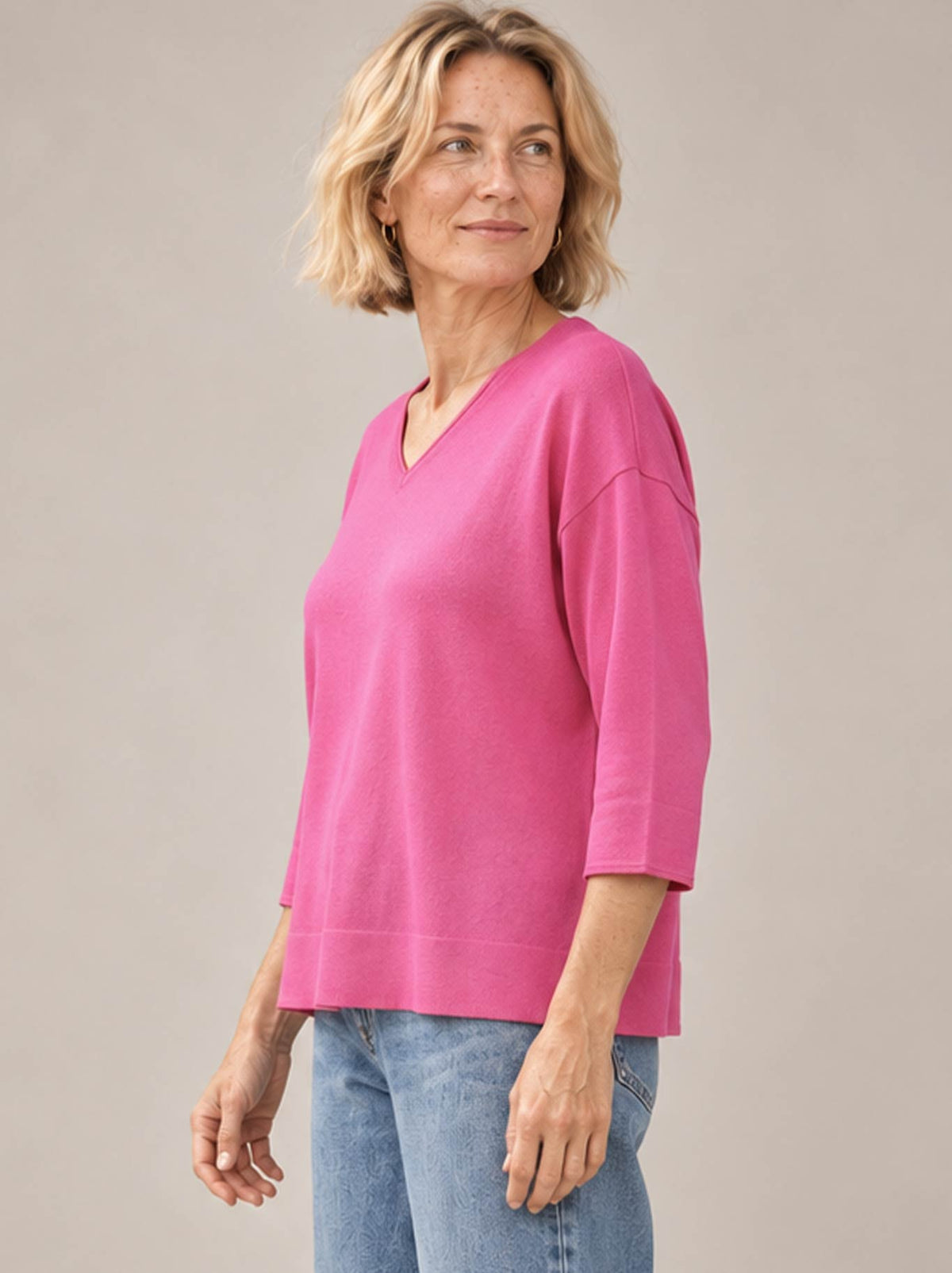 JAMES MELBOURNE V NECK 3/4 SLEEVE PULLOVER