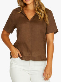 JUMP OPEN COLLAR SHORT SLEEVE TOP