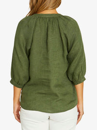 JUMP RAGLAN BUTTON NECK TOP