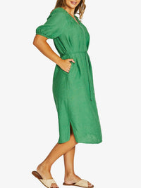 JUMP GATHER V NECK DRESS