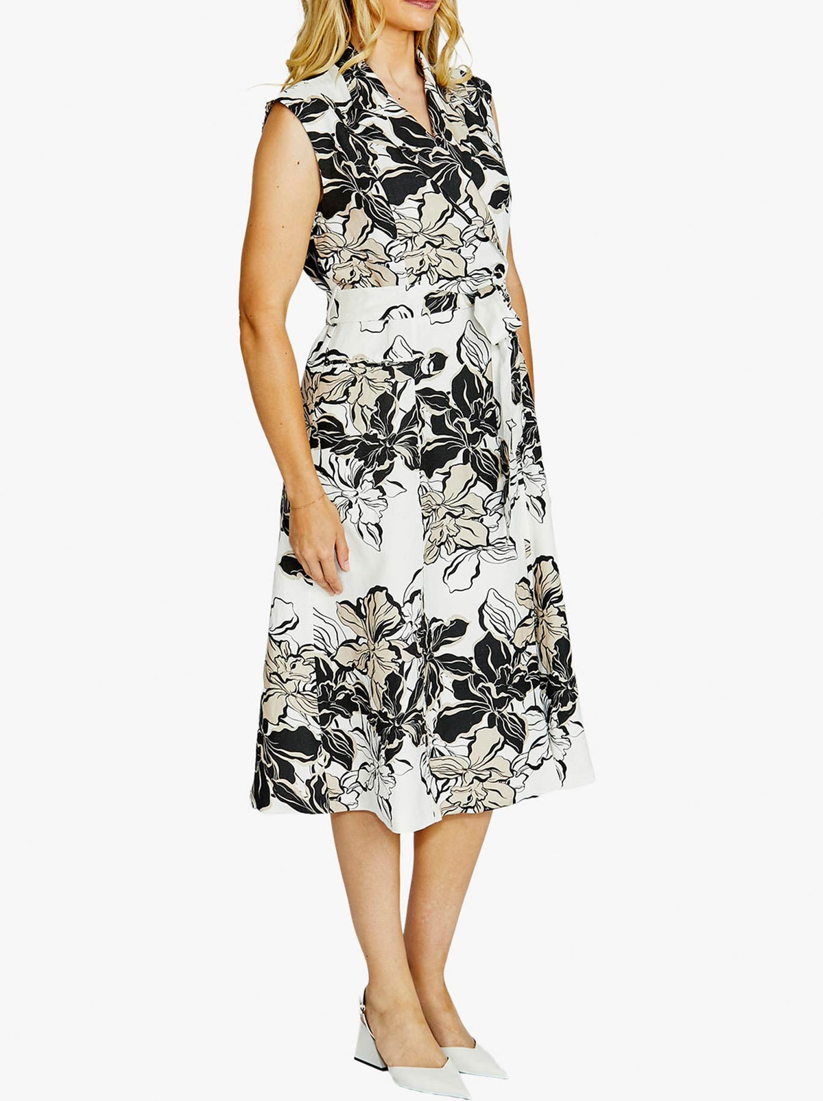 PINGPONG FLORAL SLEEVELESS SHIRT DRESS