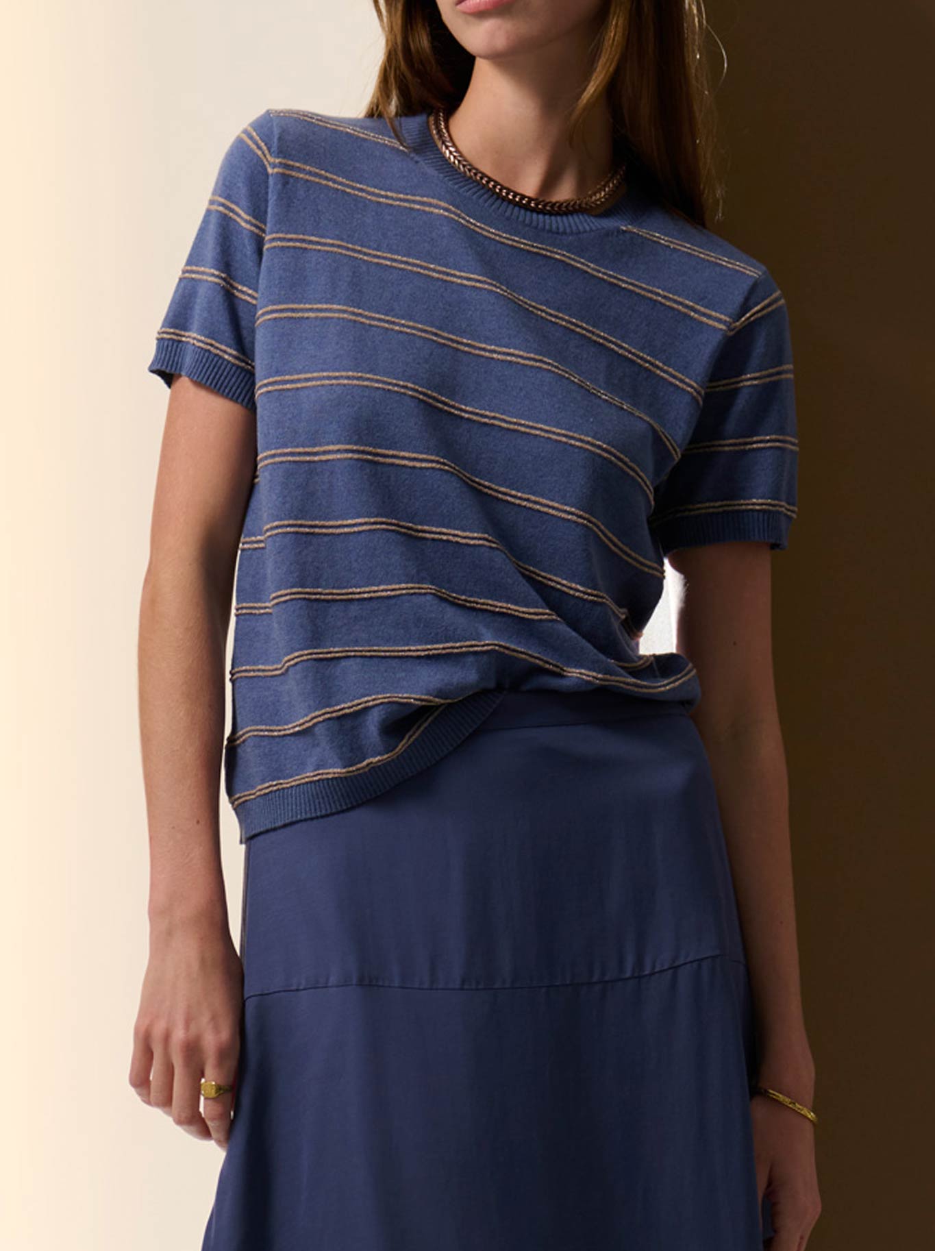 POL SABLE LUREX STRIPE TEE