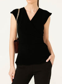 SACHA DRAKE FAUX WRAP PEPLUM TOP
