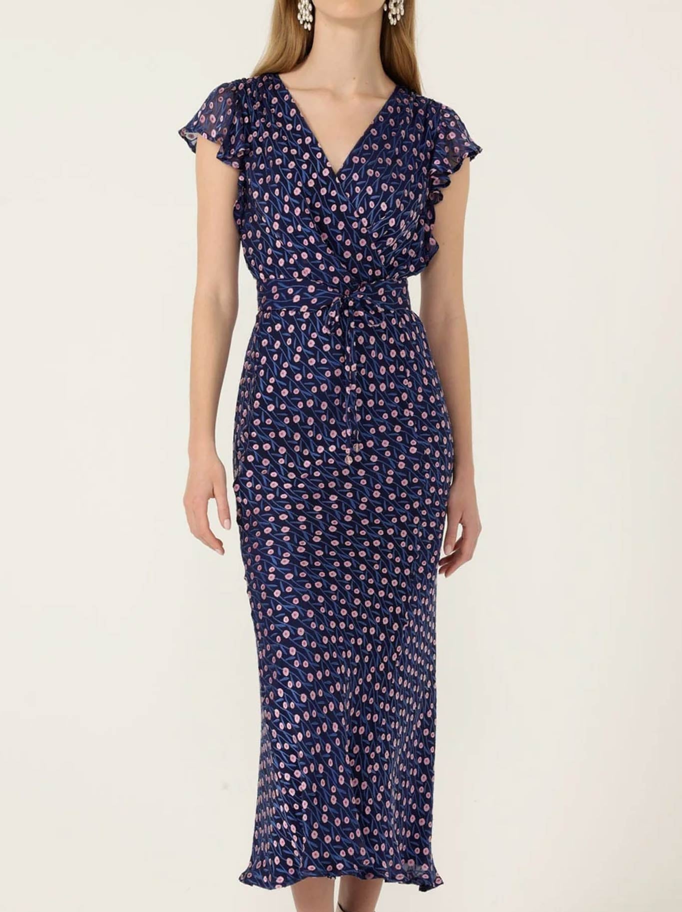 SACHA DRAKE FLEUR DE LYS MIDI DRESS
