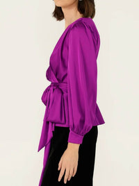 SACHA DRAKE SATIN FAUX WRAP TOP
