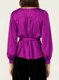 SACHA DRAKE SATIN FAUX WRAP TOP