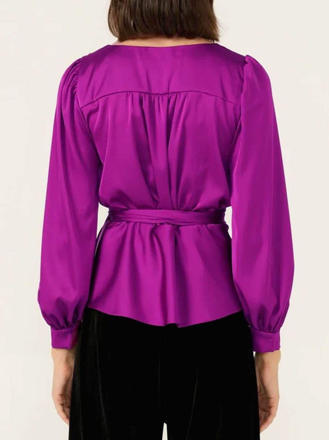 SACHA DRAKE SATIN FAUX WRAP TOP