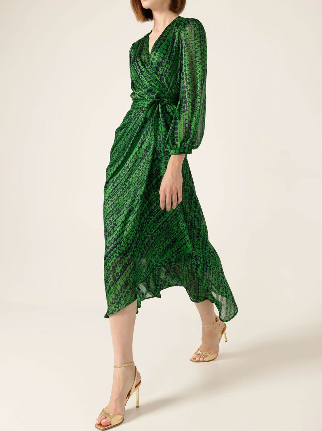 SACHA DRAKE SAVOIR MIDI WRAP DRESS