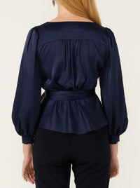 SACHA DRAKE SATIN FAUX WRAP TOP