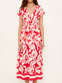 STAPLE THE LABEL SERATA SHIRRED MIDI DRESS