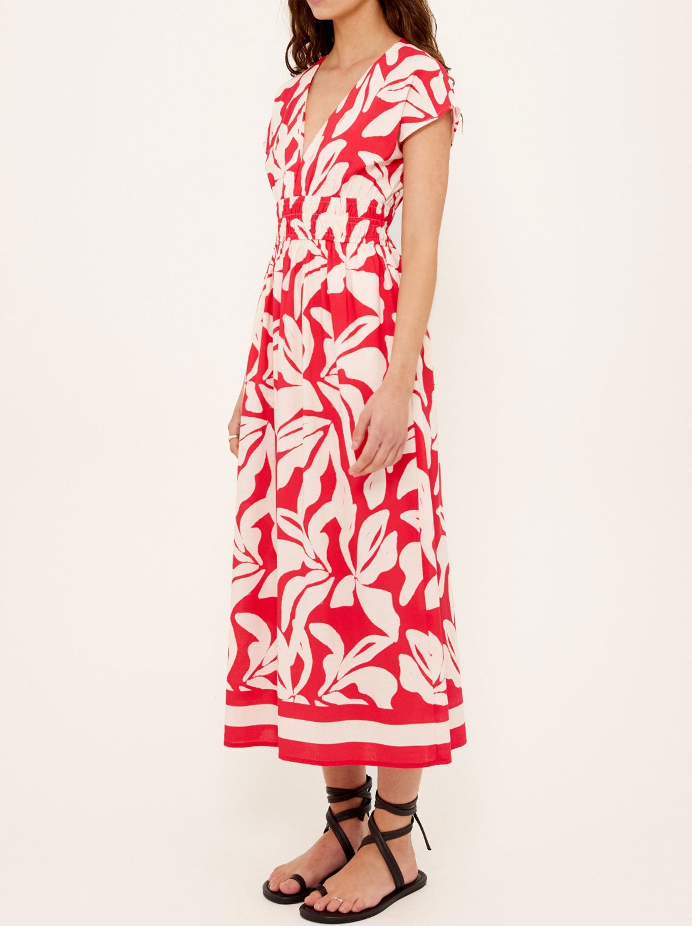 STAPLE THE LABEL SERATA SHIRRED MIDI DRESS