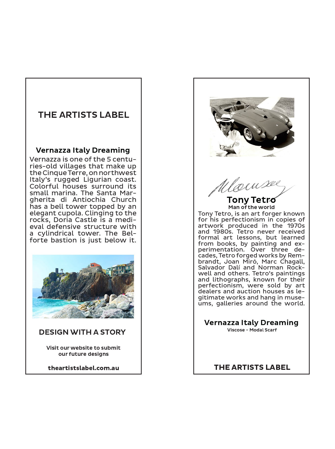 THE ARTISTS LABEL VERNAZZA ITALY DREAMING SCARF