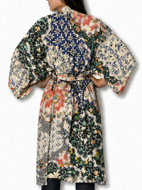 THE ARTISTS LABEL ORIENTAL PATCHWORK LONG SILK KIMONO
