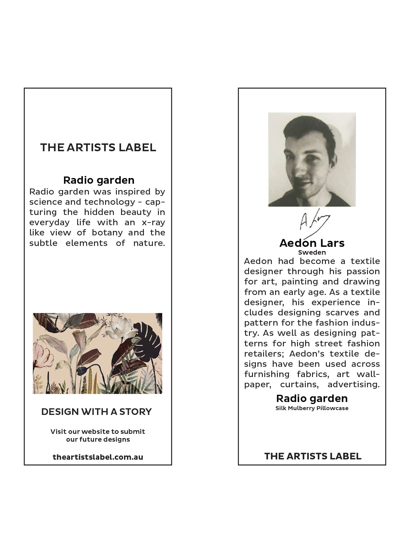 THE ARTISTS LABEL RADIO GARDEN SILK PILLOW CASE