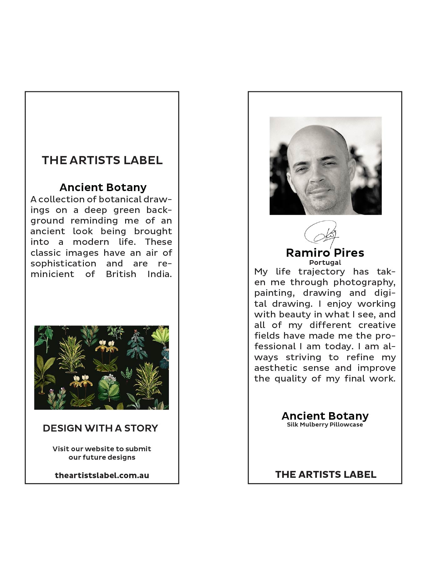 THE ARTISTS LABEL ANCIENT BOTANY SILK PILLOW CASE