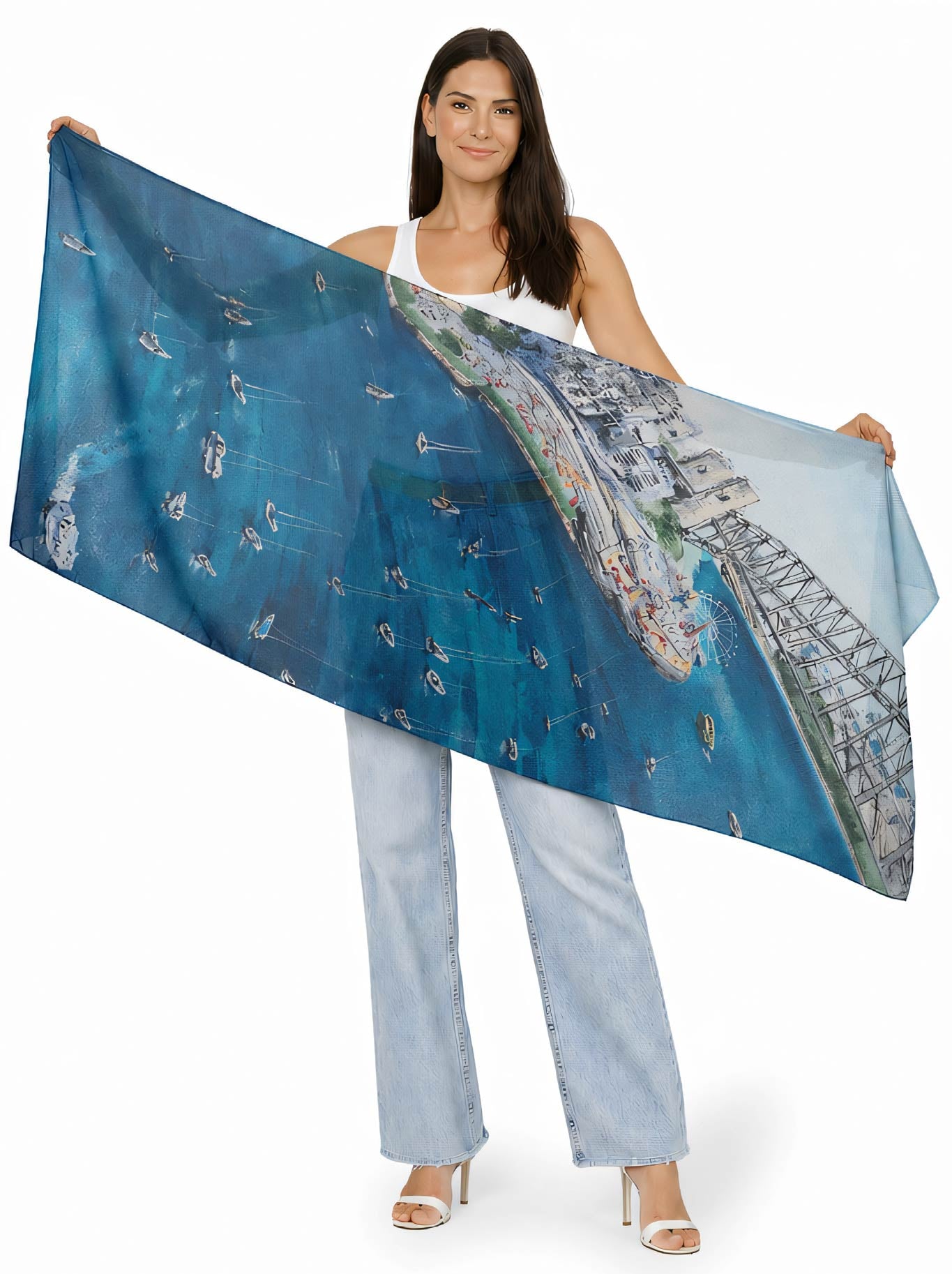 THE ARTISTS LABEL AROUND THE BAY SCARF