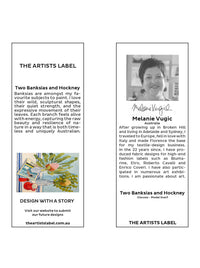 THE ARTISTS LABEL TWO BANKSIAS AND HOCKNEY SCARF