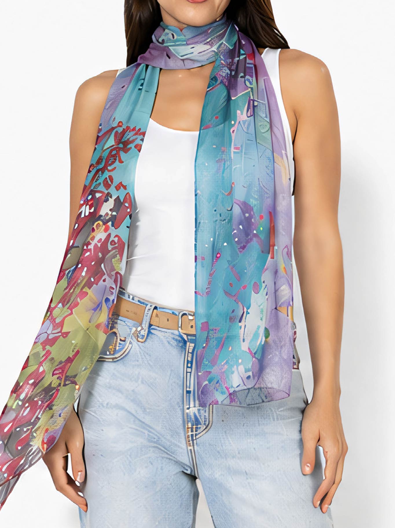 THE ARTISTS LABEL SYDNEY HARBOUR IN SPRING SILK SCARF