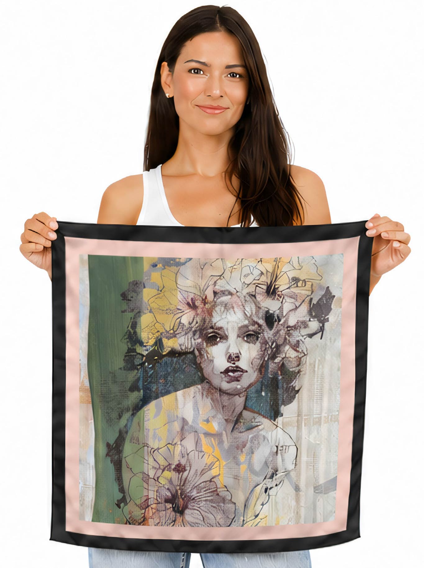 THE ARTISTS LABEL DREAMY FLORAL MUSE SILK SQUARE SCARF