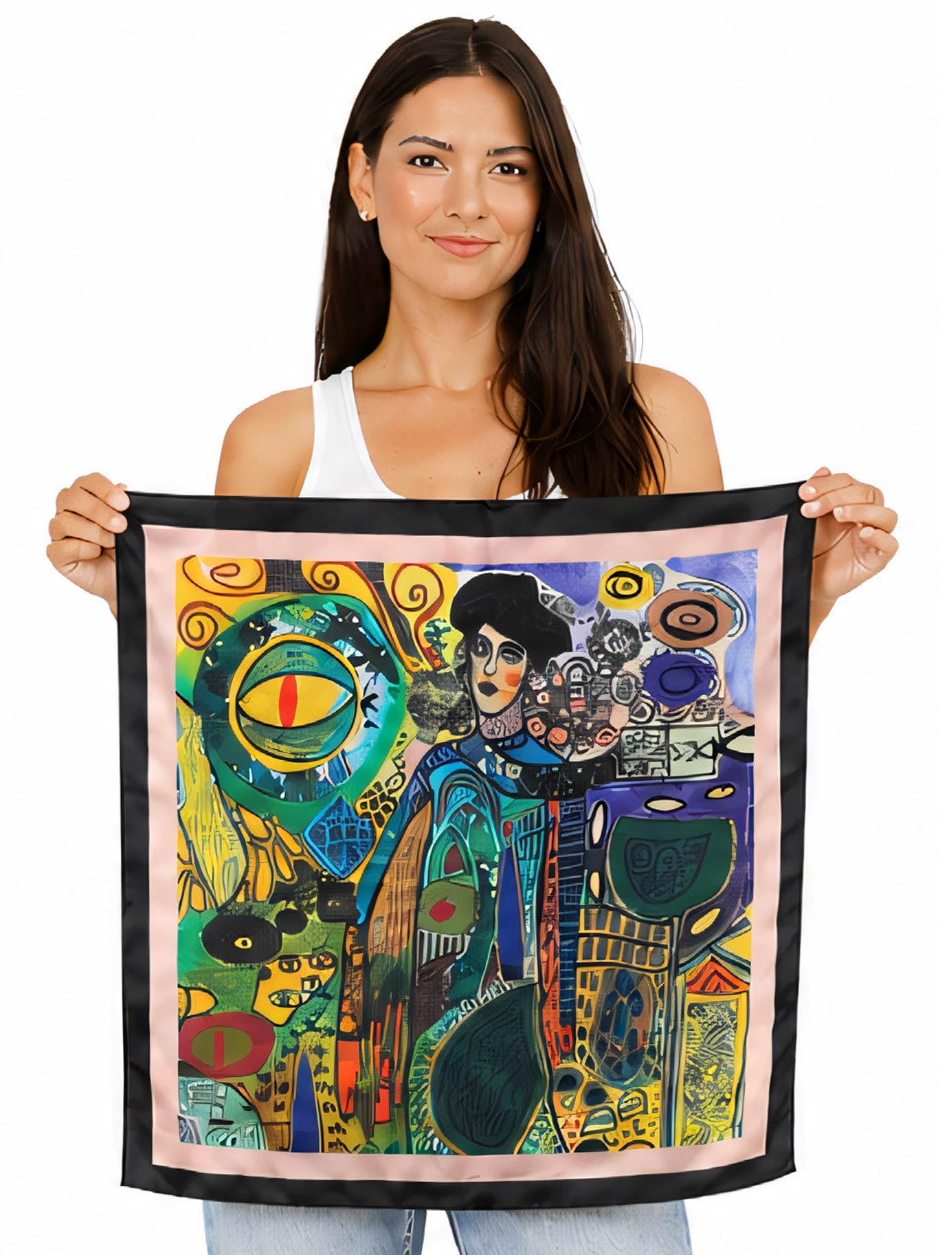 THE ARTISTS LABEL LADY KLIMT SILK SILK SQUARE SCARF