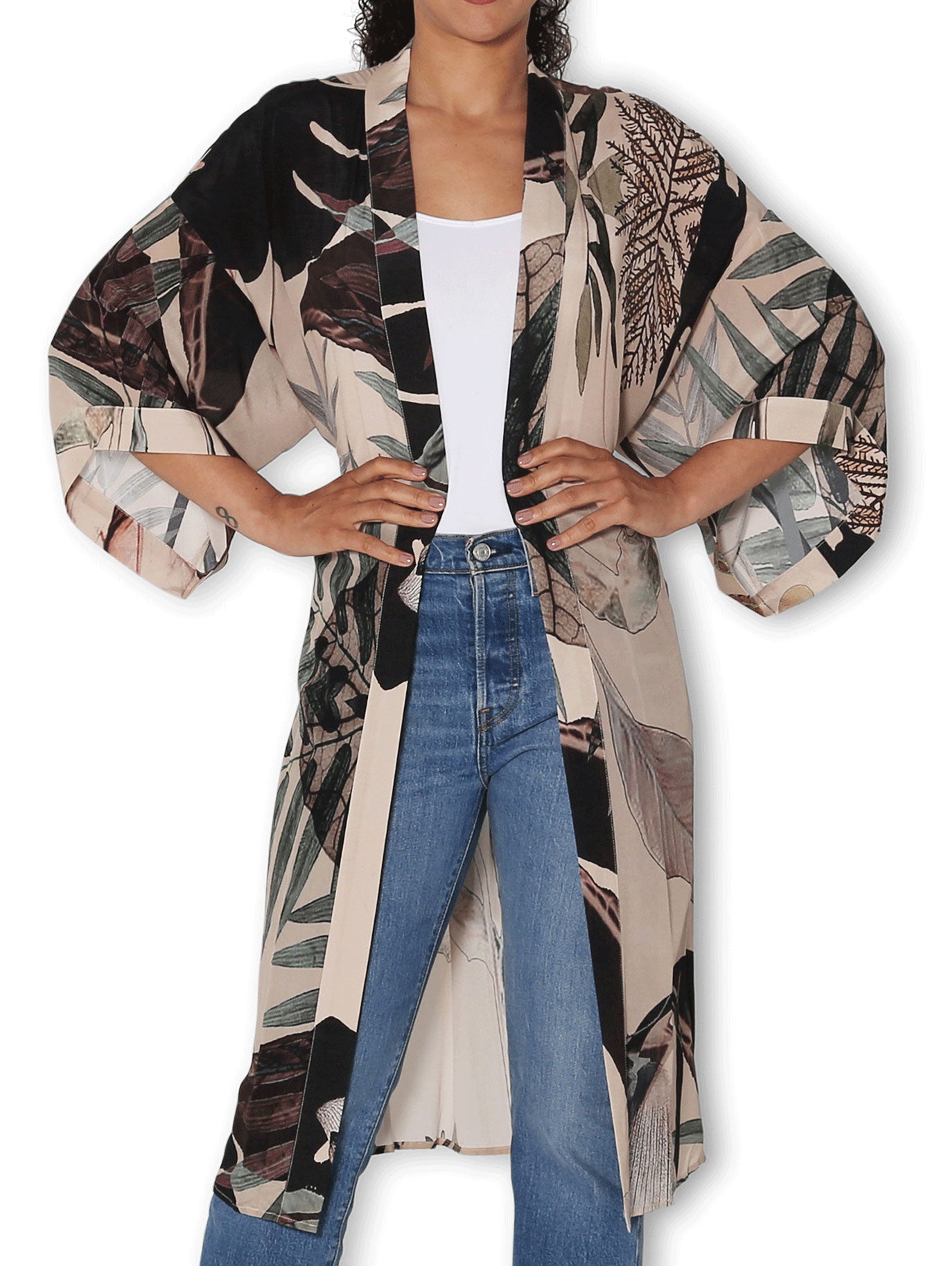 THE ARTISTS LABEL RADIO GARDEN SILK LONG KIMONO