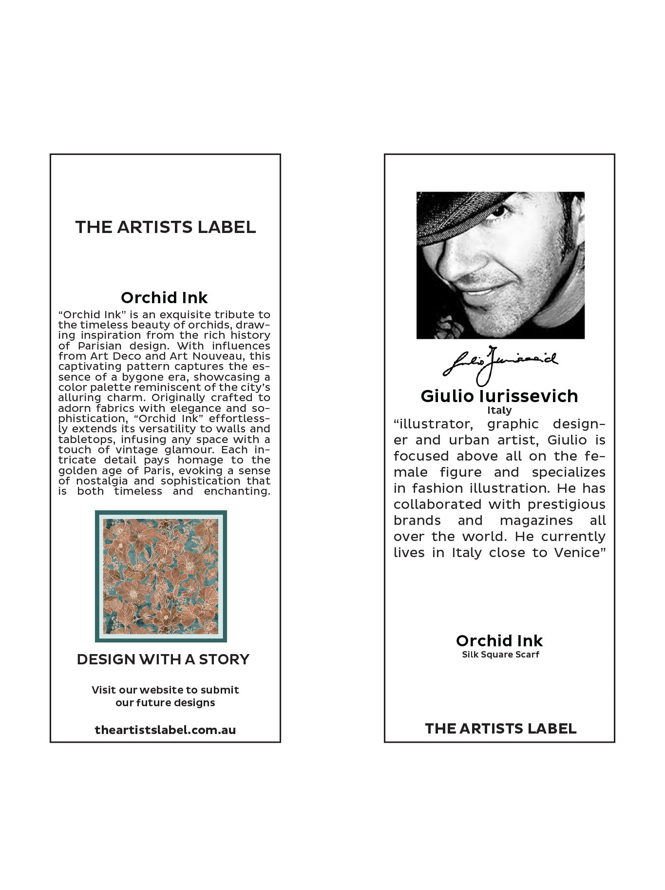 THE ARTISTS LABEL ORCHID INK SILK SQUARE SCARF