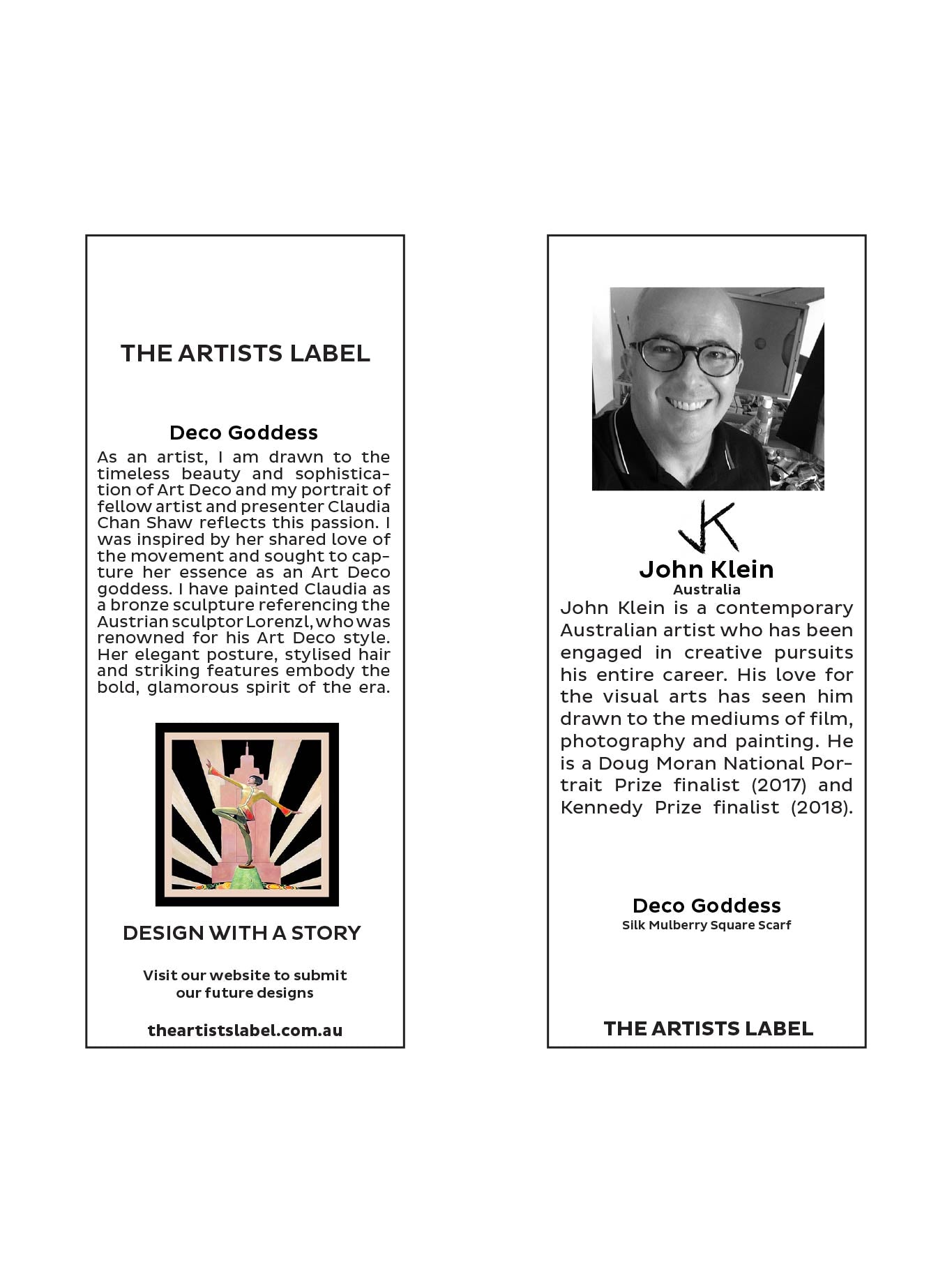 THE ARTISTS LABEL DECO GODDESS SILK SQUARE SCARF