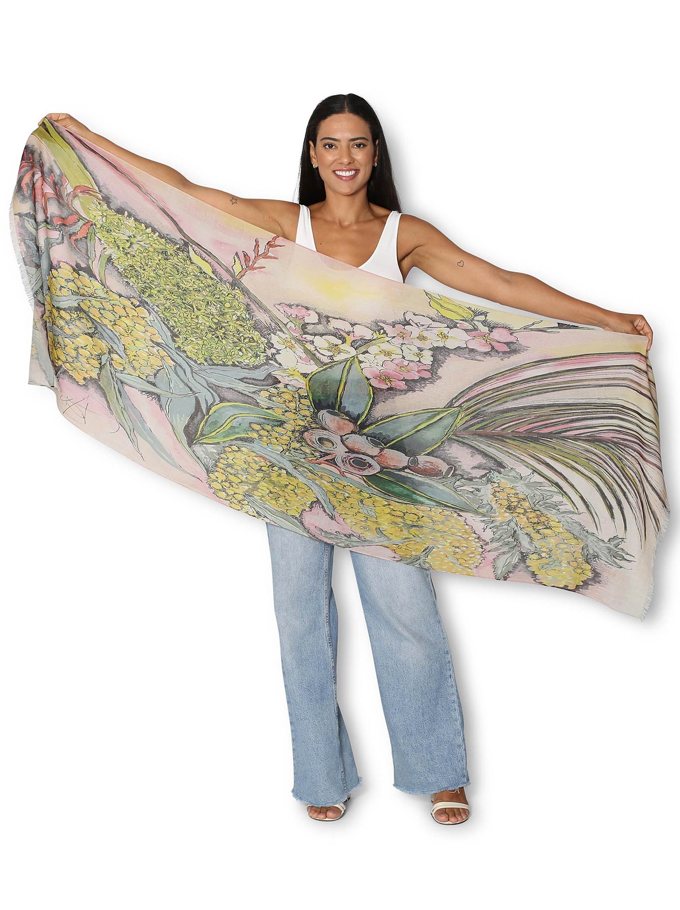 THE ARTISTS LABEL WATTLE BLOSSOM WOOL SCARF