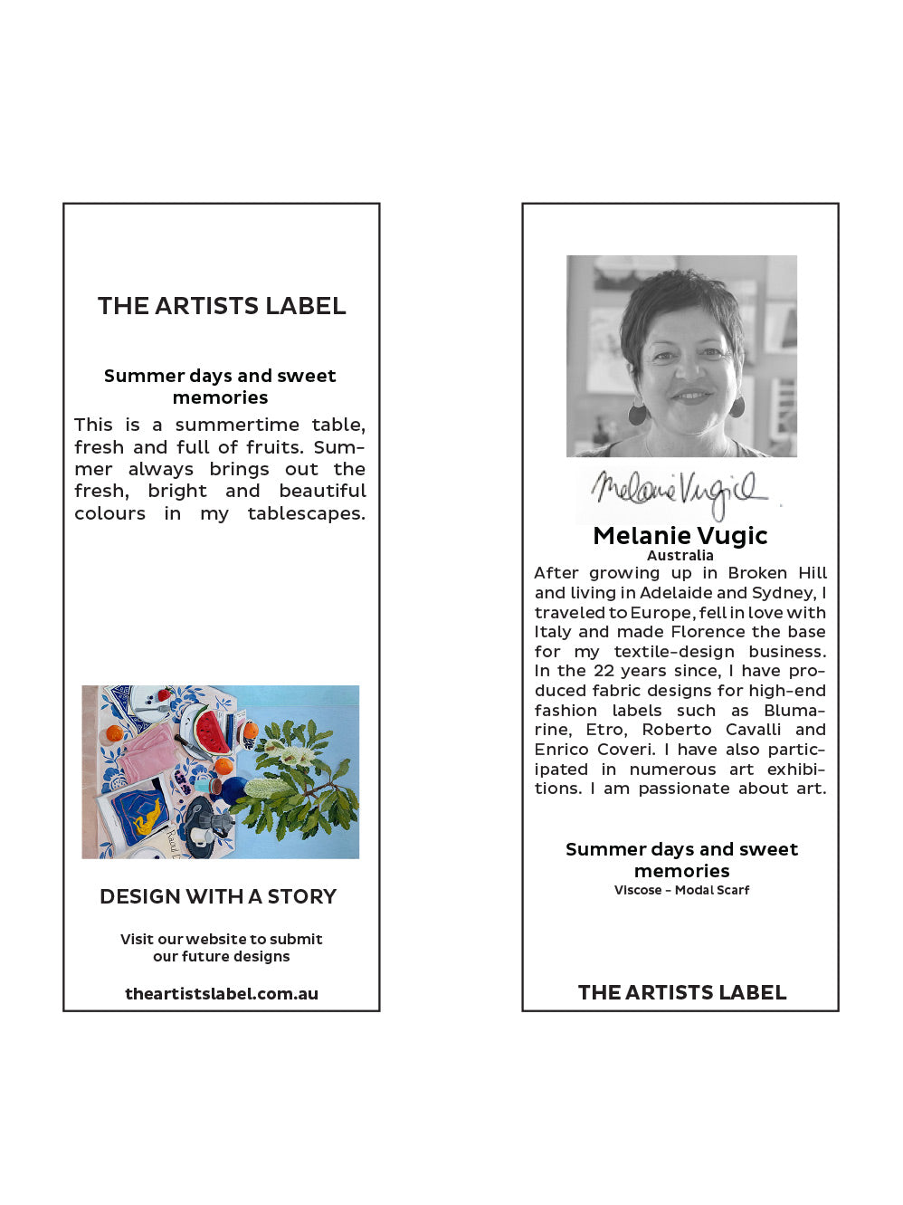 THE ARTISTS LABEL SUMMER DAYS & SWEET MEMORIES SILK SCARF
