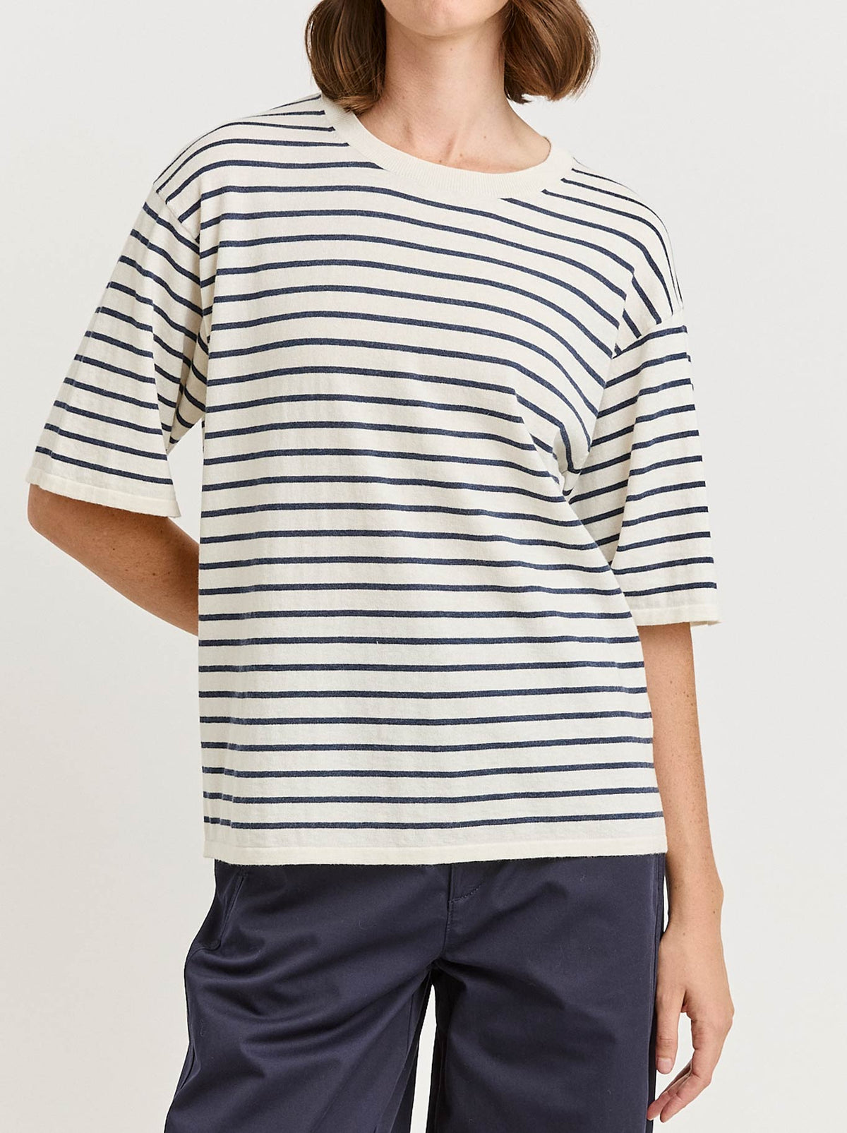 TOORALLIE RELAXED STRIPE KNIT TEE