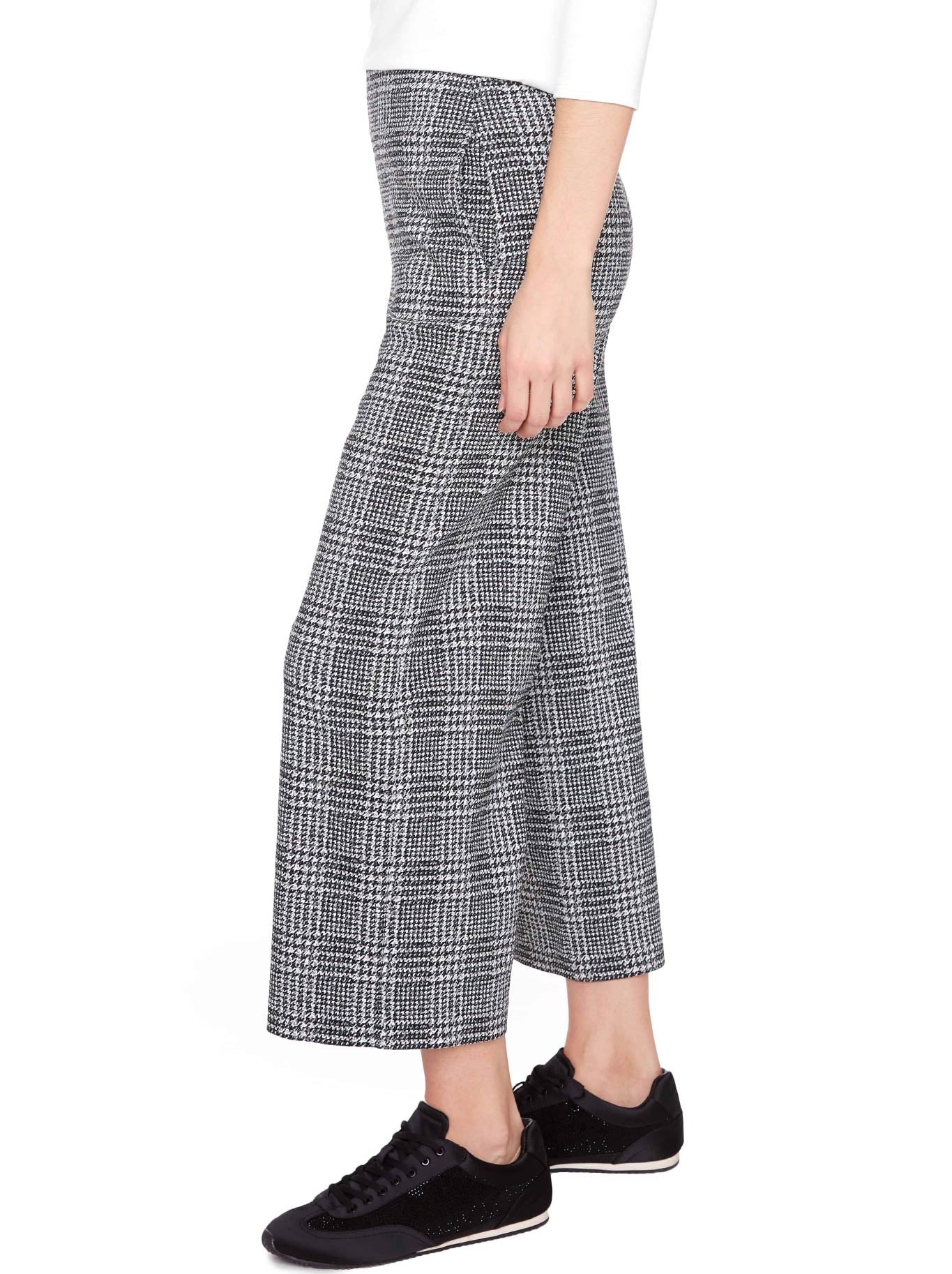 UP! PLAID TECHNO WIDE-LEG CROPPED PANT