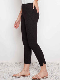 UP! TECHNO JACQUARD SLIM LEG PETAL PANT