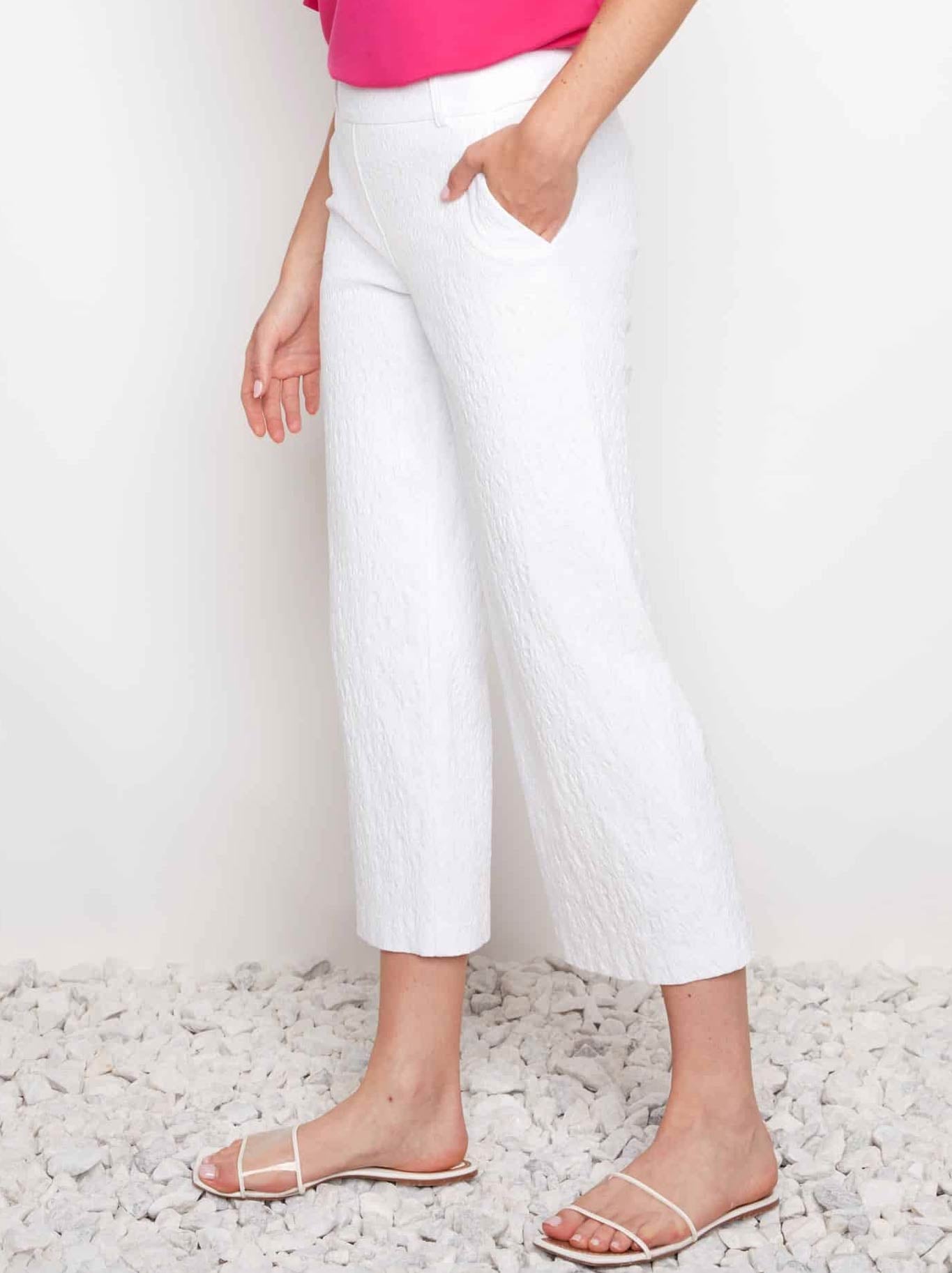 UP! TECHNO JACQUARD WIDE LEG CROP PANT