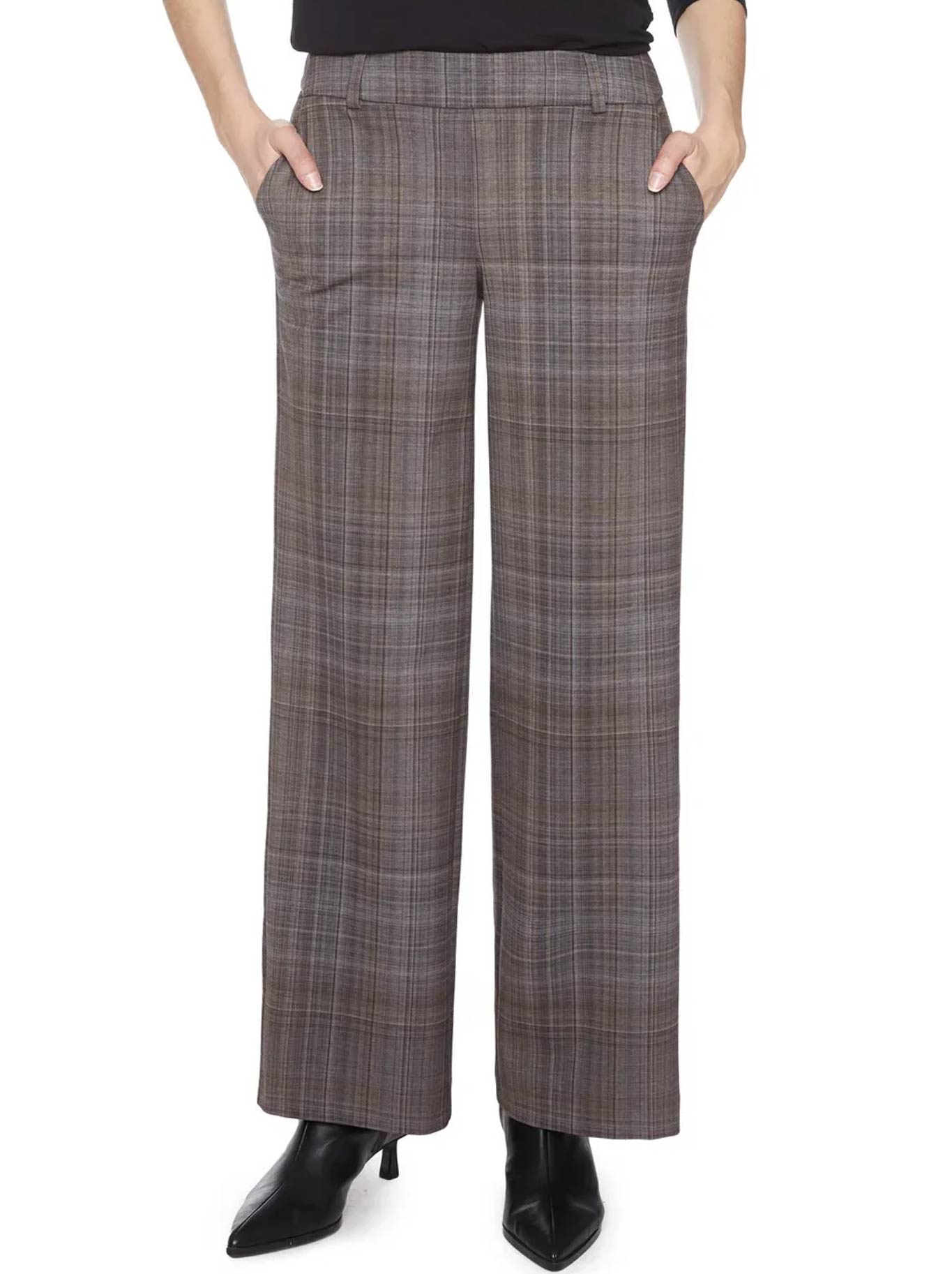 UP! FULL LENGH WIDE LEG PLAID PONTE PANT