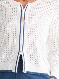 ZAKET & PLOVER POINTELLE ZIP CARDI